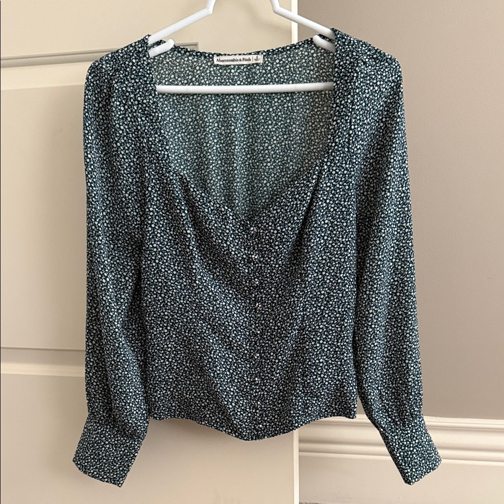Abercrombie & Fitch green Floral Blouse